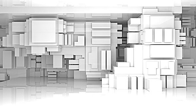 抽象,白色,空,高科技,室内,背景,立方体,建筑,插画
