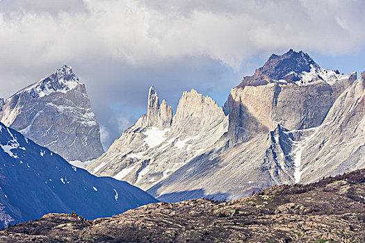 顶峰,大,山丘,托雷德裴恩国家公园,麦哲伦省,区域,智利,南美