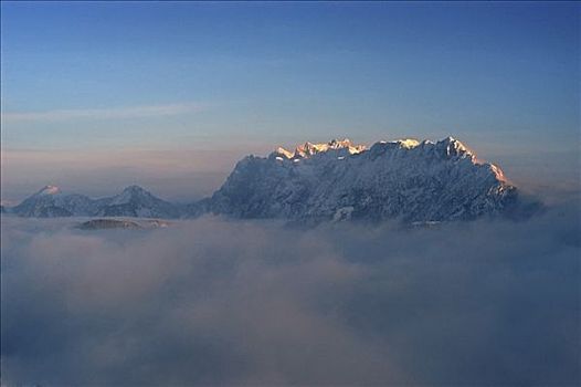 高处,海洋,雾,提洛尔,奥地利