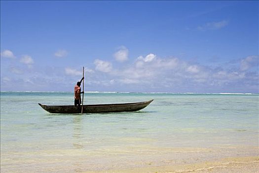 男人,独木舟,船,马达加斯加,非洲