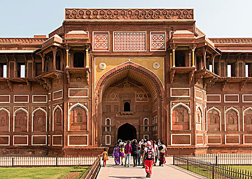入口,宫殿,红堡,要塞,阿格拉,北方邦,印度,亚洲