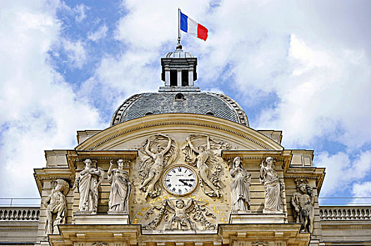 法国,旗帜,飞,屋顶,卢森堡,宫殿,公园,巴黎,欧洲