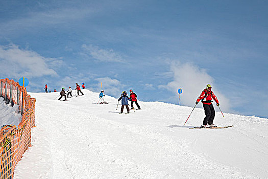 滑雪,学校,山,滑雪区,冬天,雪,奥伯斯多夫,阿尔卑斯山,巴伐利亚,德国,欧洲