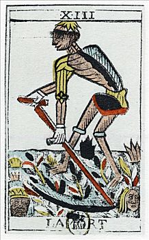 塔罗牌,死亡,阴沉,塔罗纸牌,17世纪,艺术家,未知