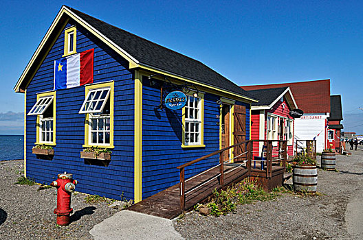 彩色,木质,房子,马格达伦群岛,魁北克,加拿大,北美