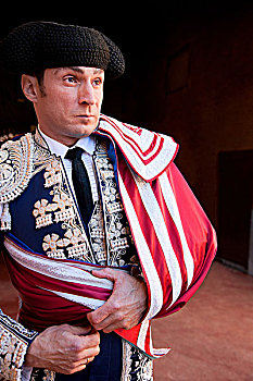 戴着,传统服装,开幕典礼,马德里弗拉明戈,女人,斗牛士,特色,西班牙