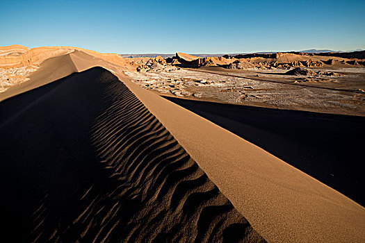 沙丘,黎明,山谷,月亮,阿塔卡马沙漠,智利