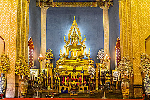 著名,金色,佛,图像,云石寺,大理石庙宇,曼谷,泰国
