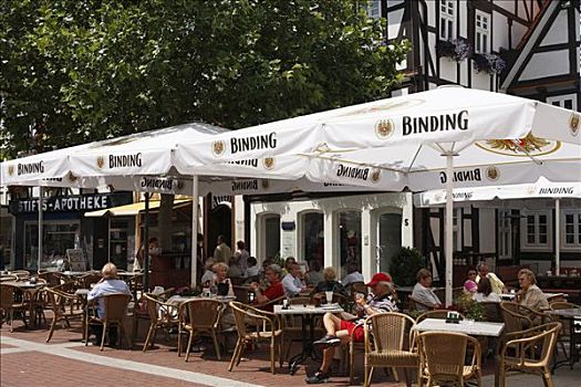 街头咖啡馆,黑森州,德国,欧洲