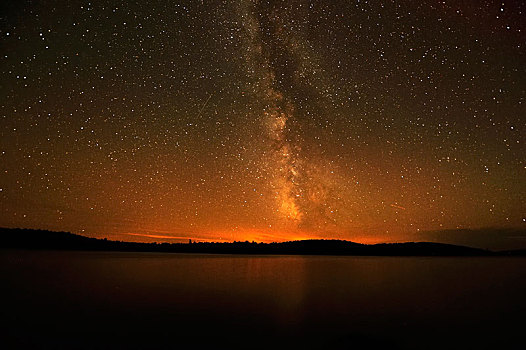 星空,银河,发光,上方,湖,阿尔冈金省立公园,安大略省,省,加拿大,北美
