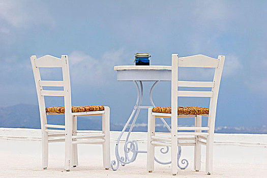 桌子,椅子,平台,海景