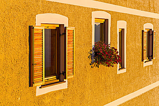 窗户,农舍,南蒂罗尔,意大利,欧洲