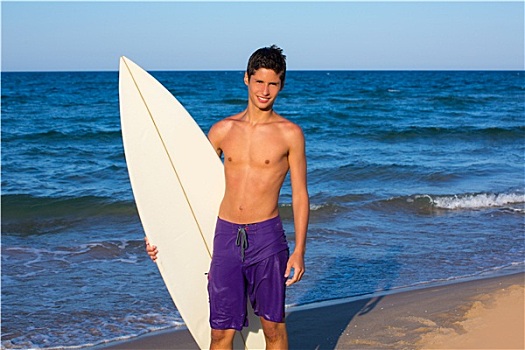 男孩,青少年,冲浪,高兴,冲浪板,海滩