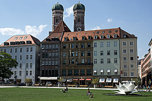 圆顶,圣母大教堂,后面,慕尼黑,巴伐利亚,德国,欧洲