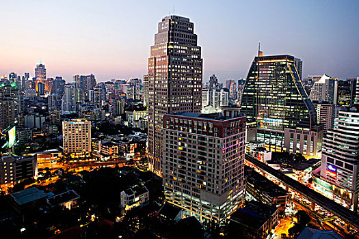 泰国,曼谷,区域,天际线