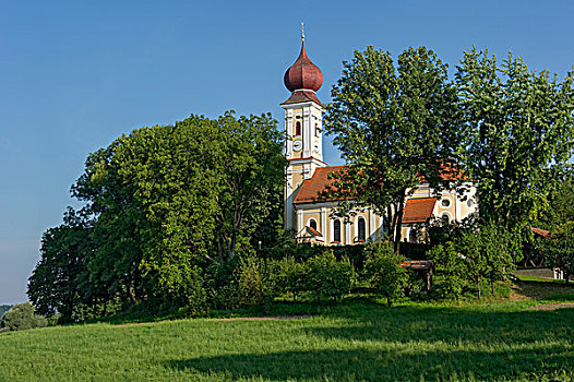 教堂,洋葱圆顶,上巴伐利亚,巴伐利亚,德国,欧洲