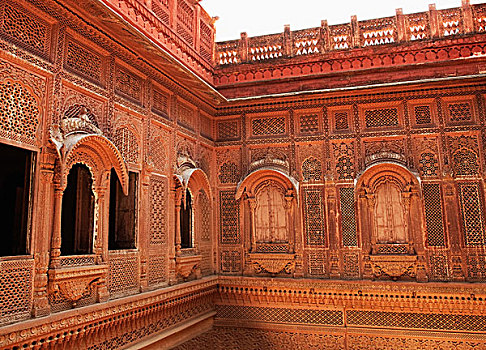 雕刻,堡垒,梅兰加尔古堡,拉贾斯坦邦,印度