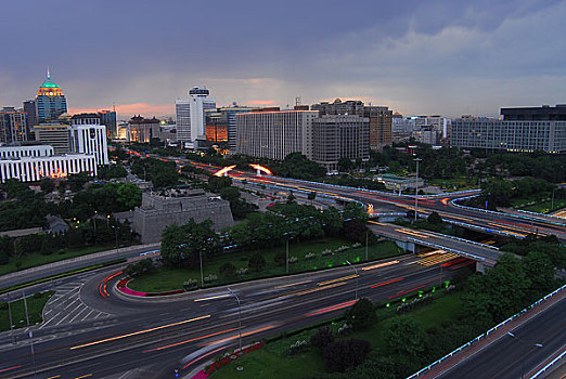 北京建国门桥夜景