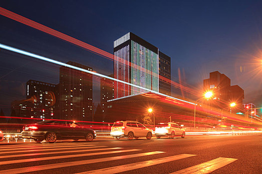 北京市石景山区城市风光金融街长安中心夜景