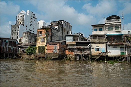 房子,堤岸,湄公河,越南