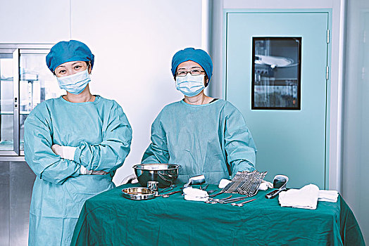 头像,两个,女性,外科,产科病房,手术室