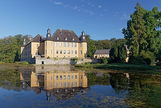 城堡,倒影,护城河,北莱茵威斯特伐利亚,德国,欧洲