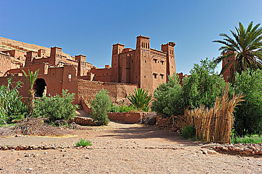 城堡,住宅,局部,风景,城市,摩洛哥南部,摩洛哥,非洲