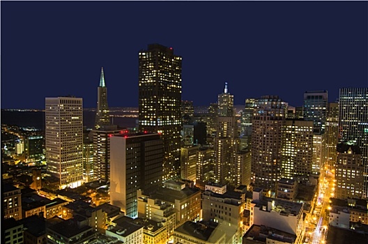 旧金山,金融区,天际线,夜晚