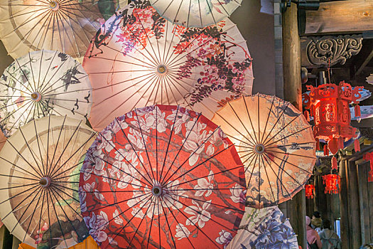 中国成都的传统工艺品油纸伞