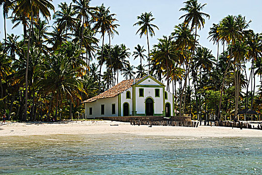 brazil,pernambuco,praia,dos,carneiros,little,church,on,the,beachamid,vegetation