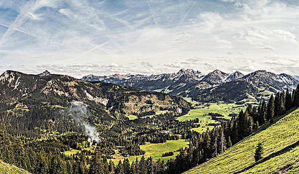 山谷,风景,靠近,山,巴伐利亚,德国