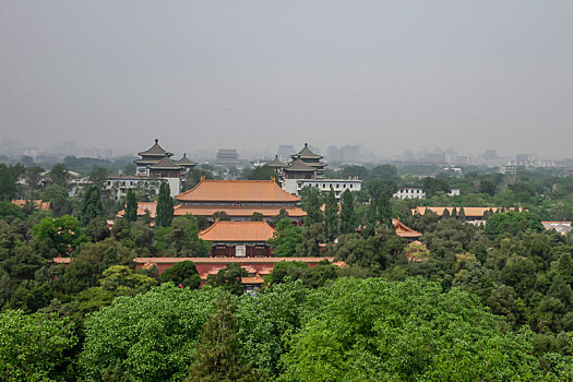 俯瞰北京故宫及钟鼓楼