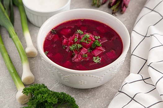 甜菜汤,甜菜羹,乌克兰,俄罗斯,传统,蔬菜,素食主义,红色,汤
