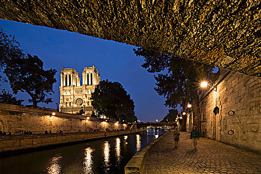赛纳河,夜晚,巴黎