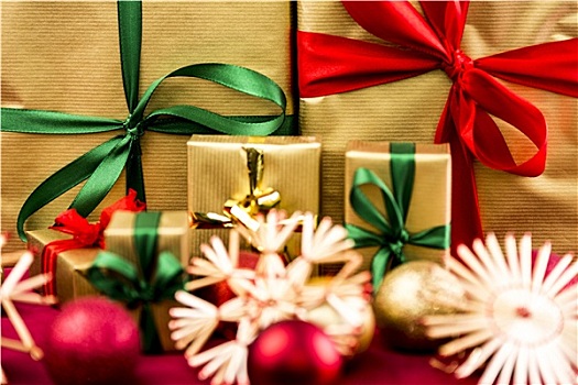 圣诞节,礼物,金色,包装