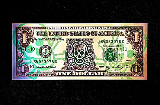 美国,美元,钞票,头骨,象征,图像,迫近,破产