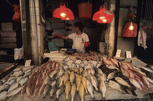 鱼贩,湾仔,香港岛,香港,中国