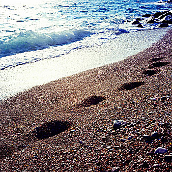 脚印,海滩