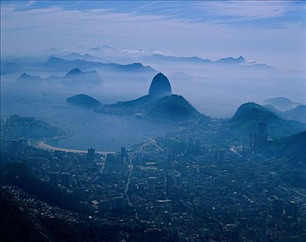 城市天际线,甜面包山,里约热内卢,巴西