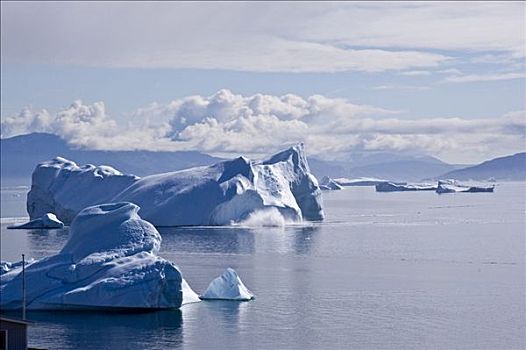 冰山,峡湾,格陵兰,北方,大西洋