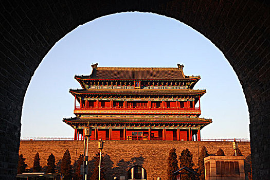 正阳门,前门,大街,石狮子,中国,北京,全景,风景,地标,传统