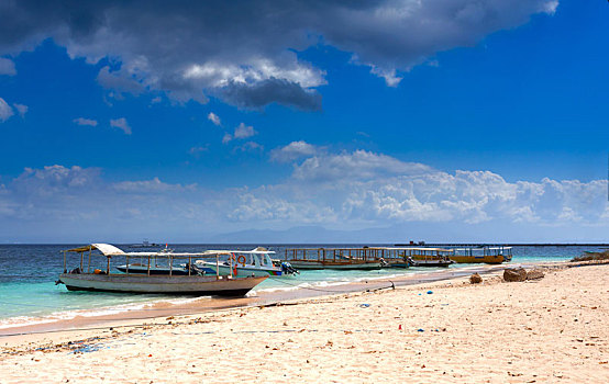 梦幻爱情海滩,船,巴厘岛,印度尼西亚