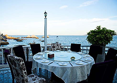 桌面布置,中国,海滩,餐馆