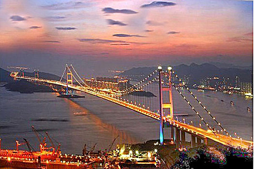 香港青马大桥黄昏