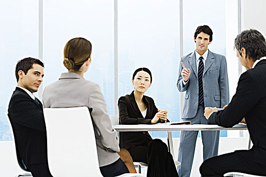 商务合作,会议室,一个,站立,指向