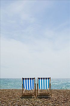 折叠躺椅,布莱顿,海滩