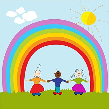 儿童,彩虹,背景