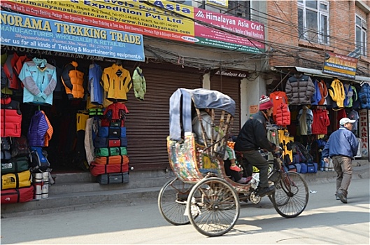 加德满都,尼泊尔,自行车,人力车