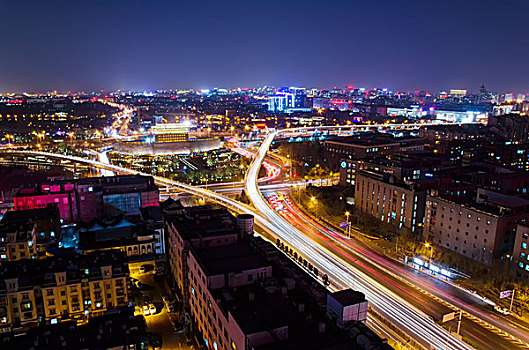 北京城市夜景-德胜门