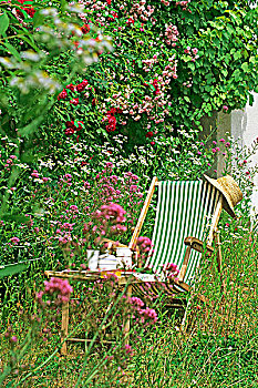 折叠躺椅,花园
